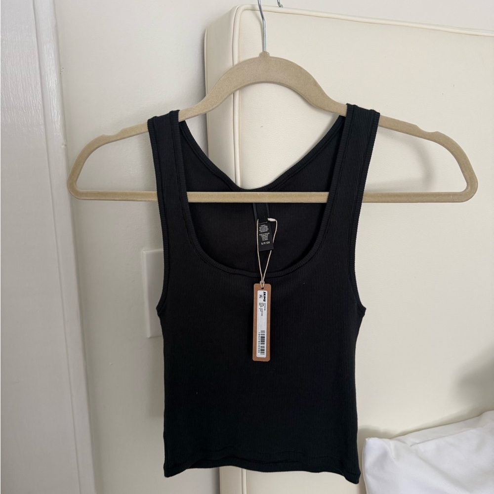SKIMS Black Fitted Tank Top